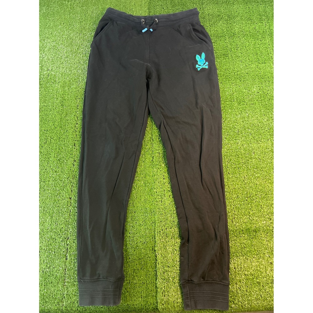 Psycho Bunny Mens Black Joggers‎ Sweatpants Drawstring Casual Athletic Comfy SM